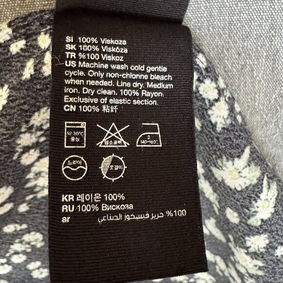 & Other Stories Black Ditzy Daisy Floral Square Neck Puff Sleeve Mini Dress - Picture 16 of 17